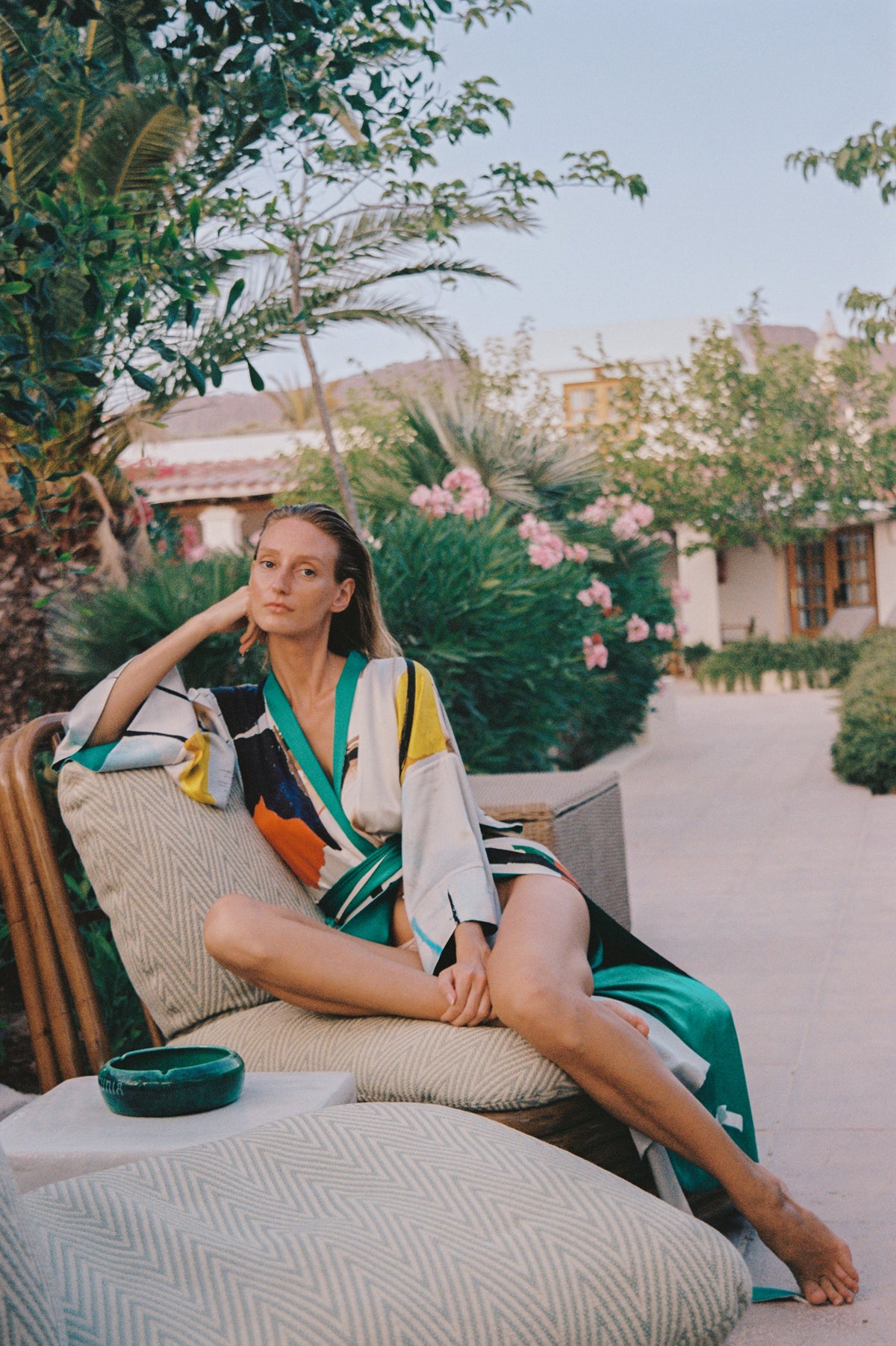 IBIZA VISTA REVERSIBLE EMERALD SILK KIMONO