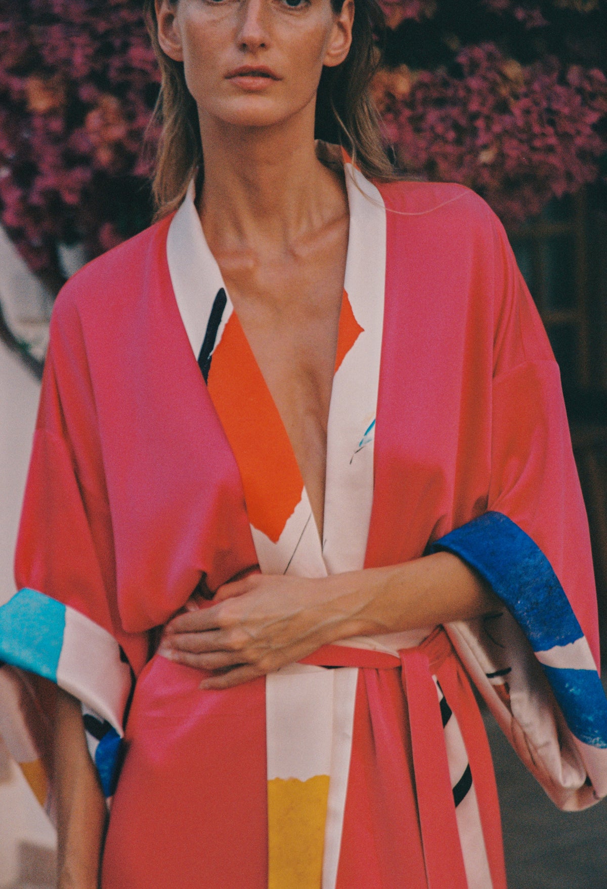 IBIZA VISTA REVERSIBLE PINK SILK KIMONO
