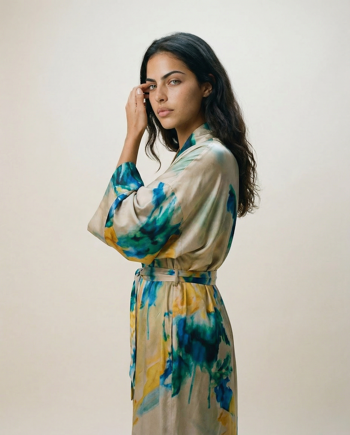 HUMMINGBIRD SKY SILK KIMONO