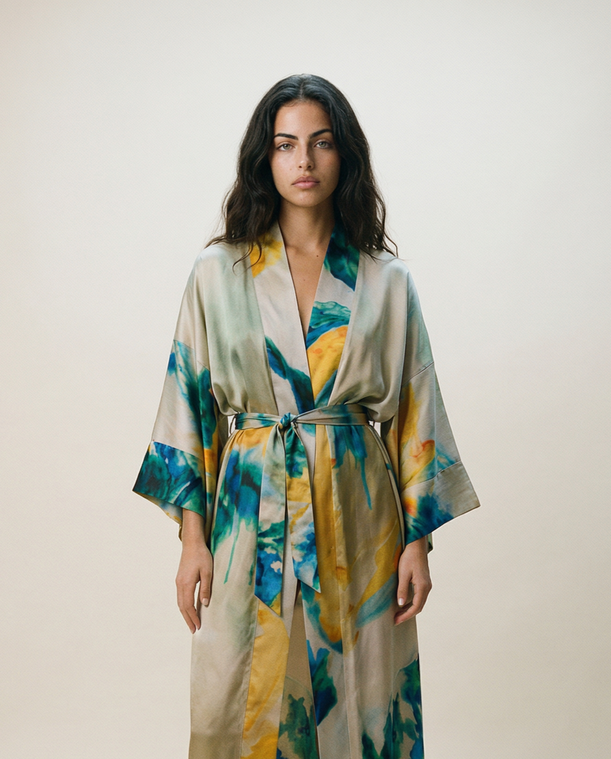 HUMMINGBIRD SKY SILK KIMONO